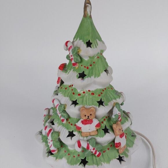 Vintage Ceramic Lighted Tree, Candycanes, Bears, and Santa Works - Picture 2 of 6